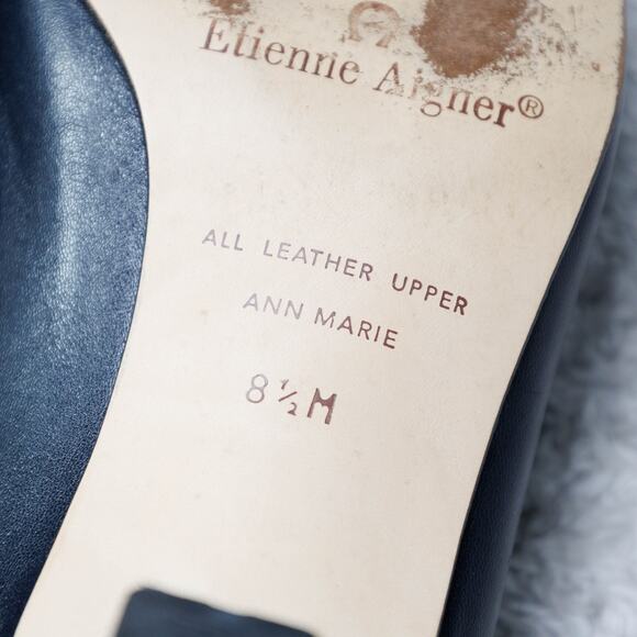 Etienne Aigner Vintage Ann Marie Navy and Black Toe Cap Pumps Womens Size 8.5 - Picture 6 of 16